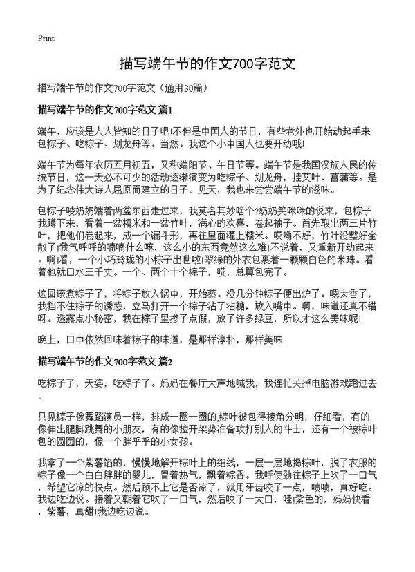 描写端午节的作文700字范文30篇