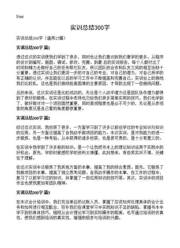 实训总结300字27篇