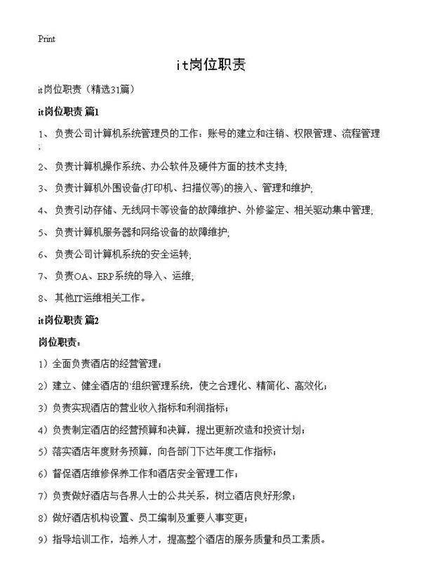 it岗位职责31篇