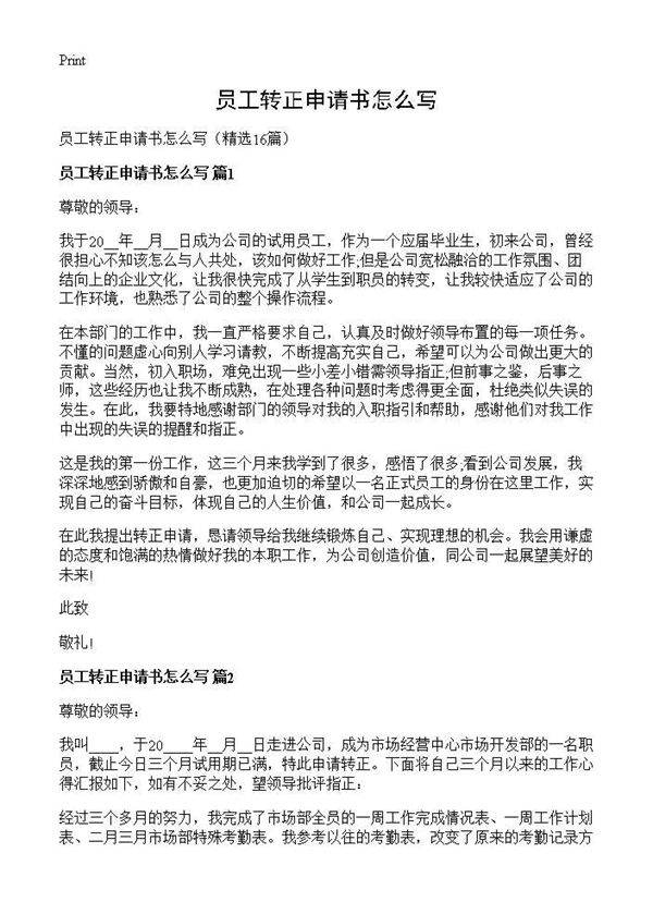 员工转正申请书怎么写16篇