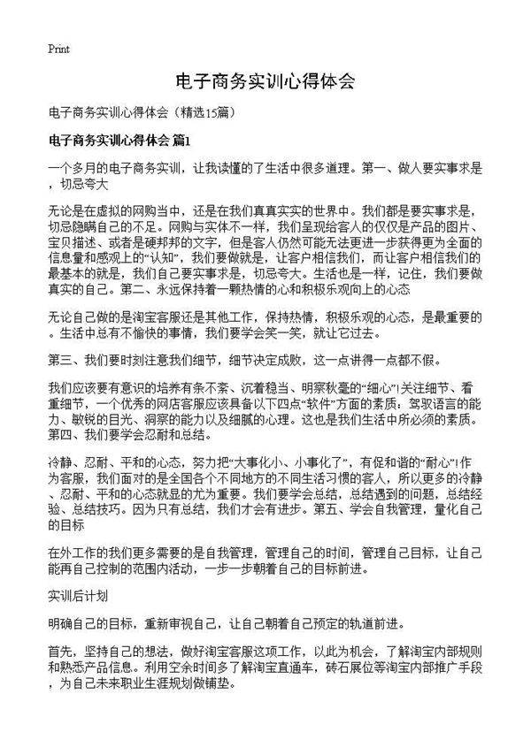 电子商务实训心得体会15篇