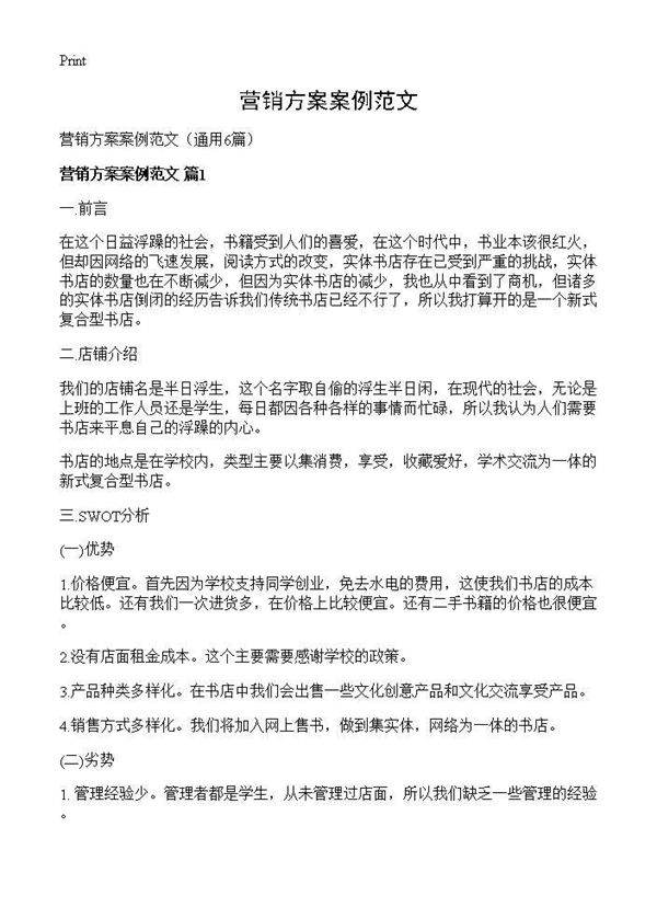 营销方案案例范文6篇