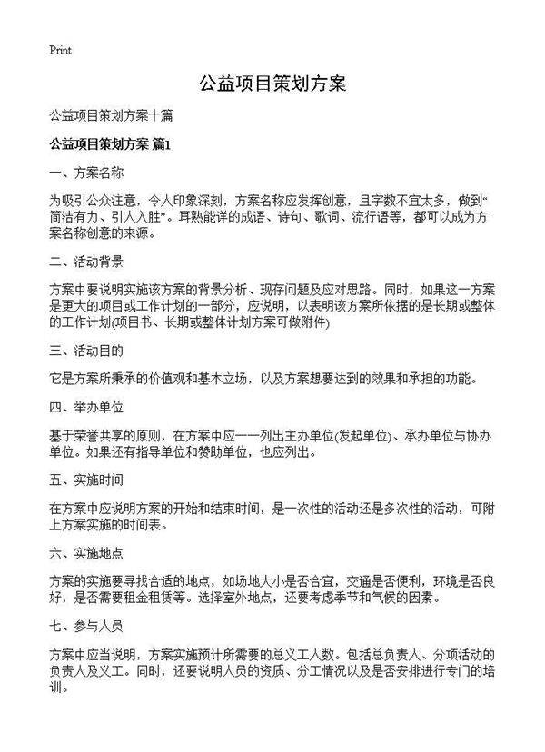 公益项目策划方案