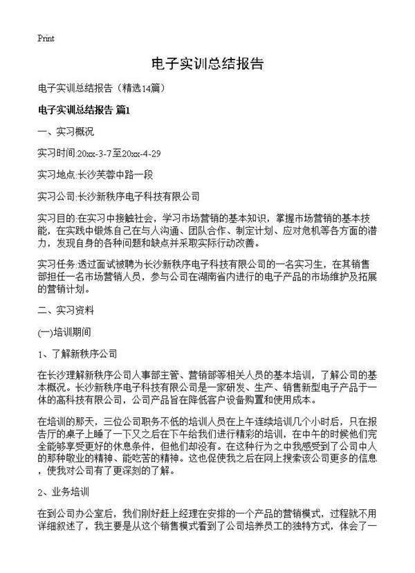 电子实训总结报告14篇