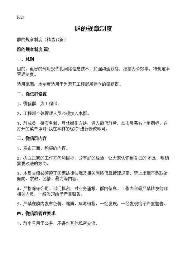 群的规章制度17篇