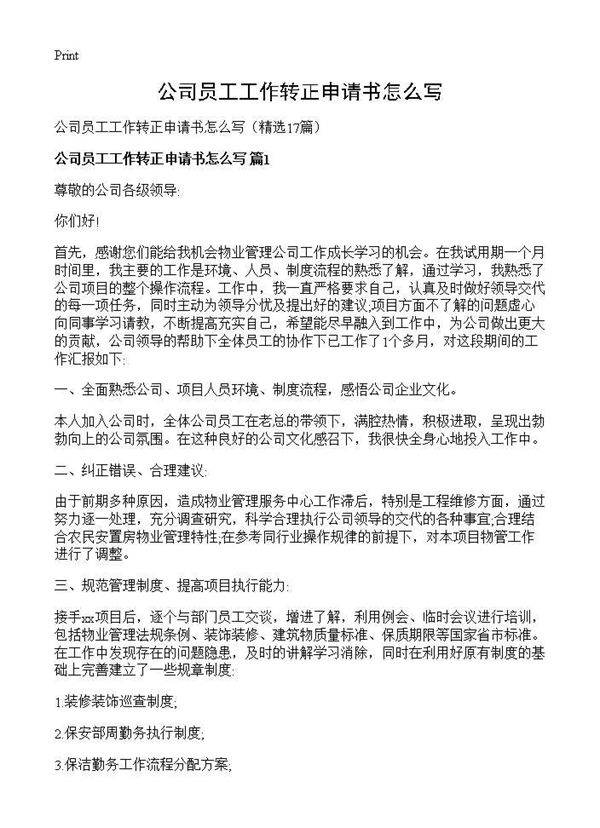 公司员工工作转正申请书怎么写17篇