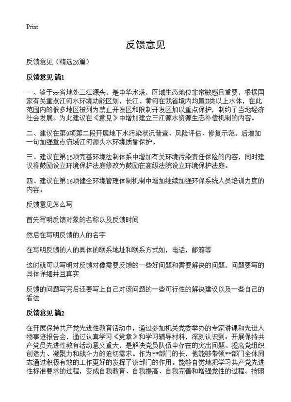 反馈意见26篇