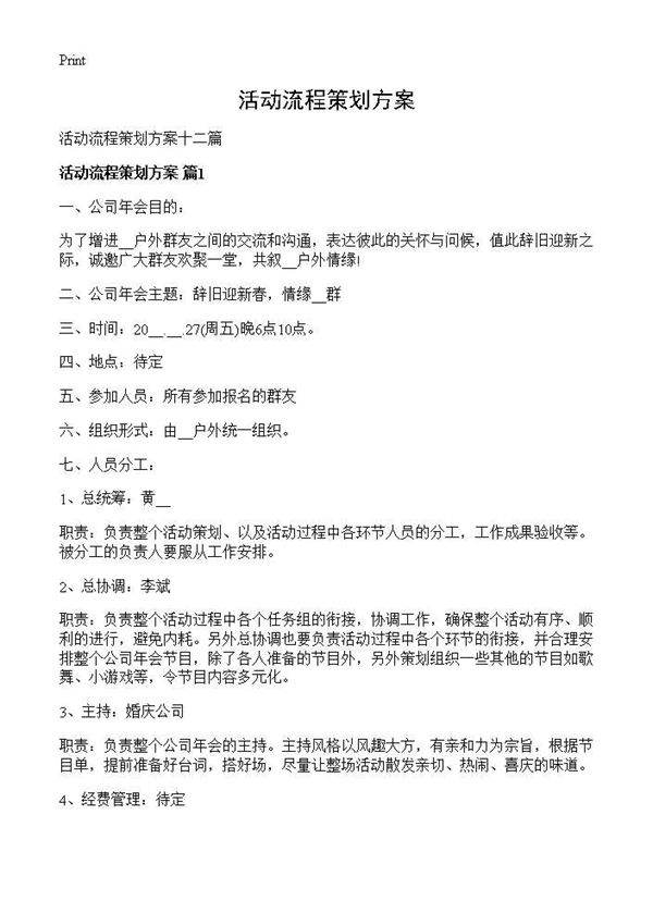 活动流程策划方案