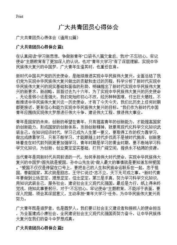 广大共青团员心得体会32篇