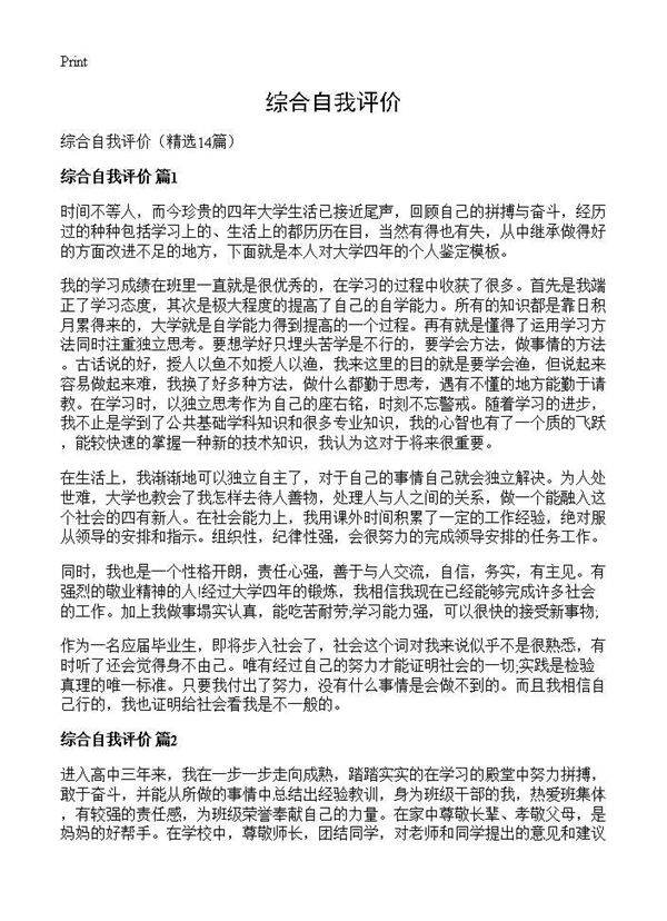 综合自我评价14篇