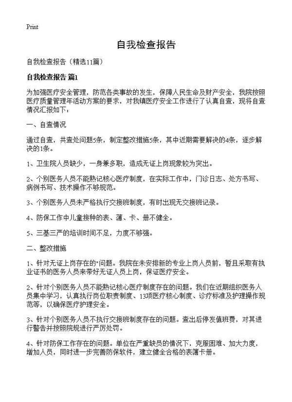 自我检查报告11篇