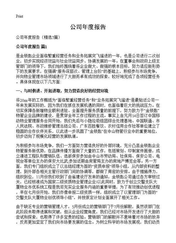 公司年度报告7篇