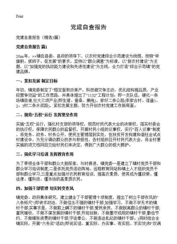 党建自查报告5篇