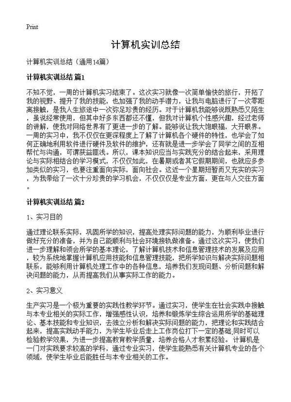 计算机实训总结14篇