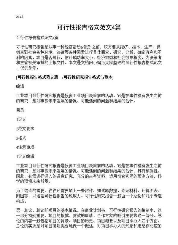 可行性报告格式范文4篇