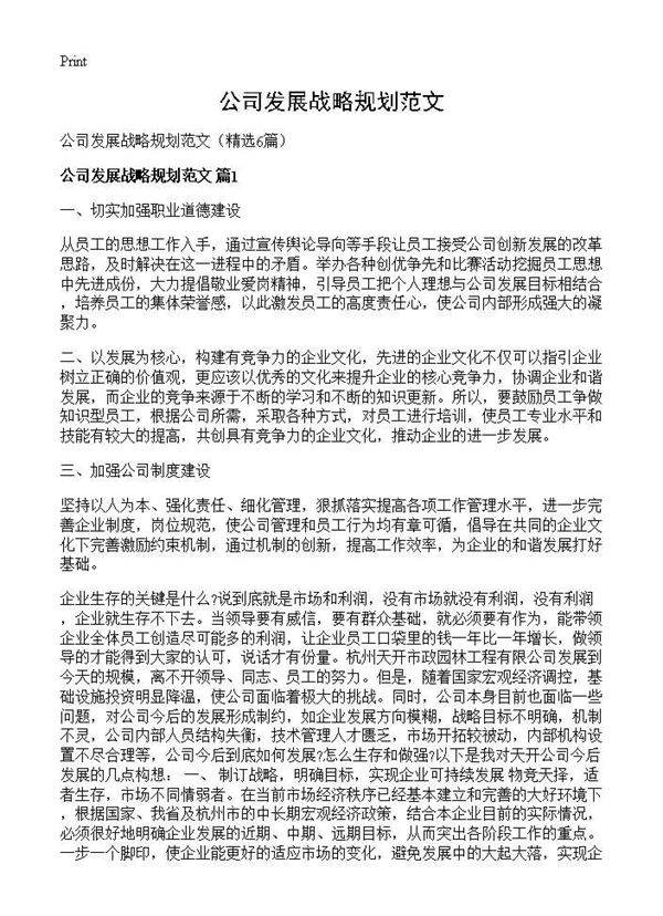 公司发展战略规划范文6篇