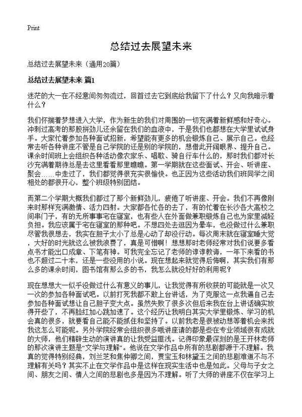 总结过去展望未来20篇