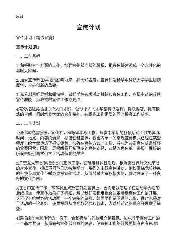 宣传计划18篇