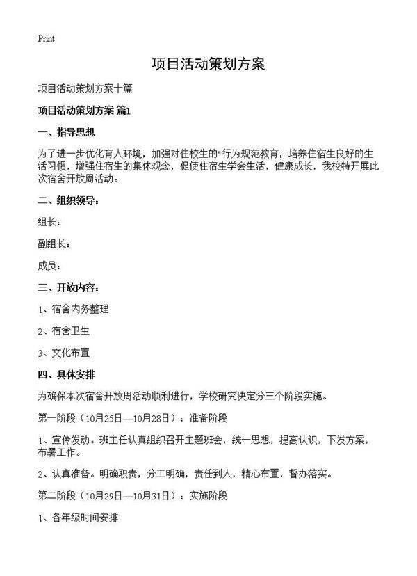 项目活动策划方案