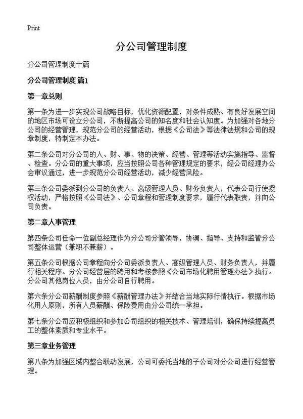 分公司管理制度