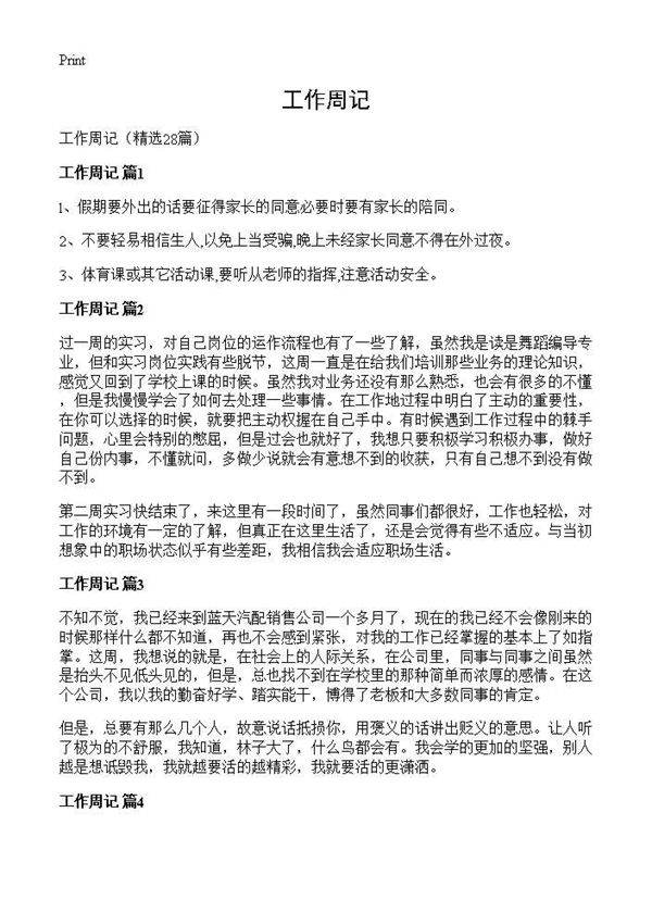 工作周记28篇