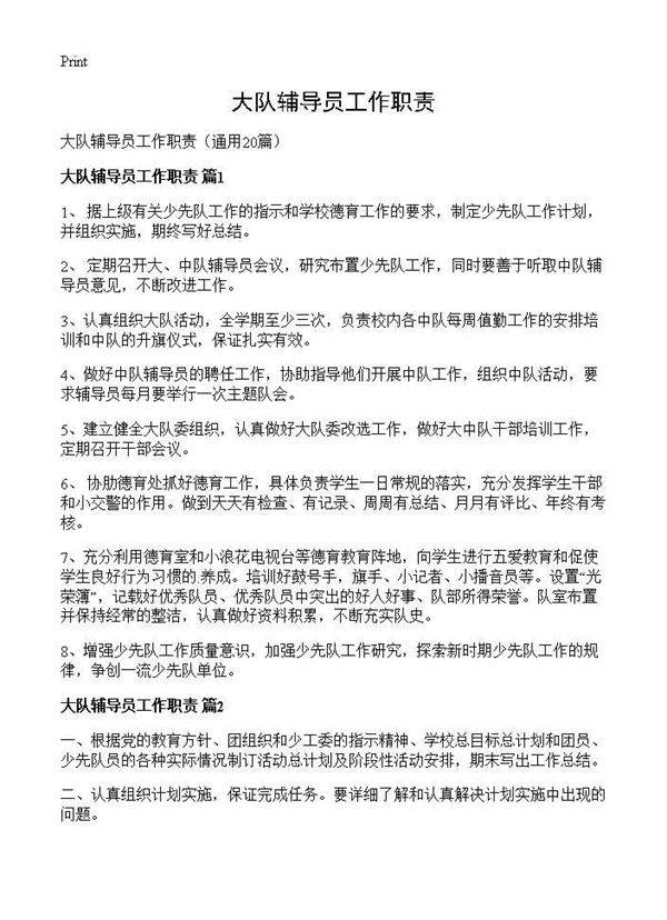 大队辅导员工作职责20篇