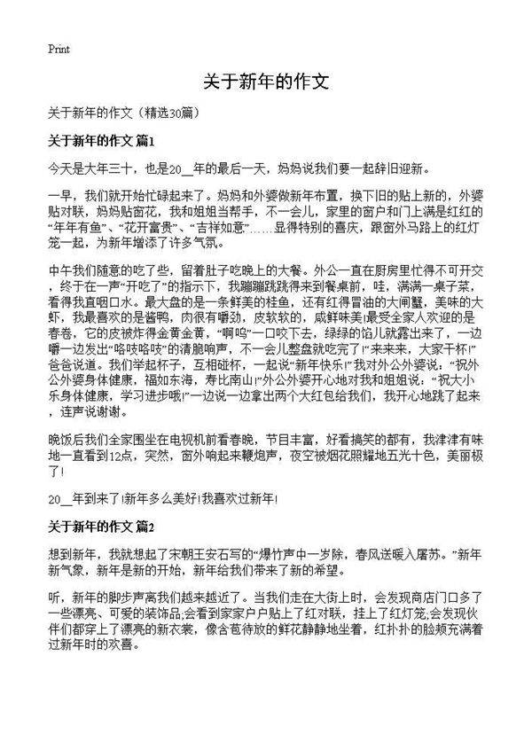 关于新年的作文30篇