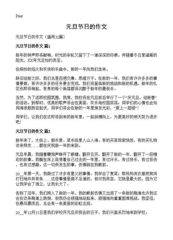 元旦节日的作文32篇