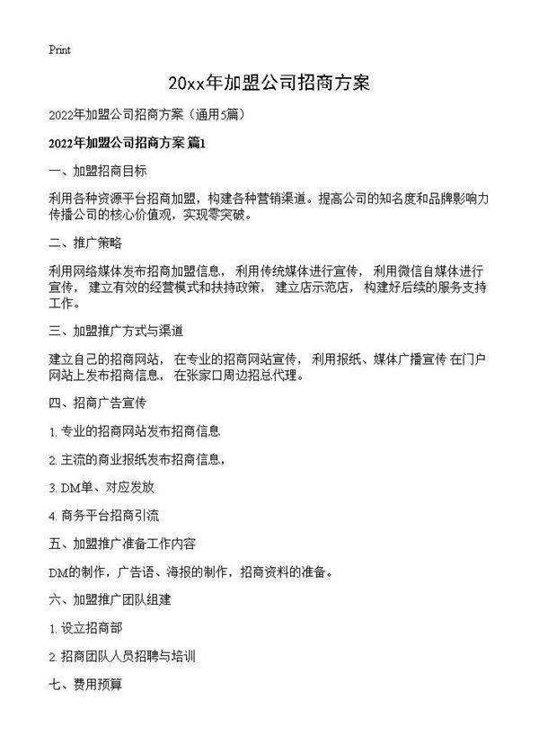 2026年加盟公司招商方案5篇