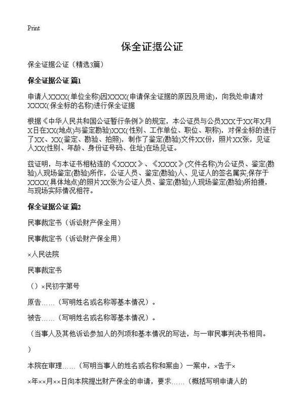 保全证据公证3篇