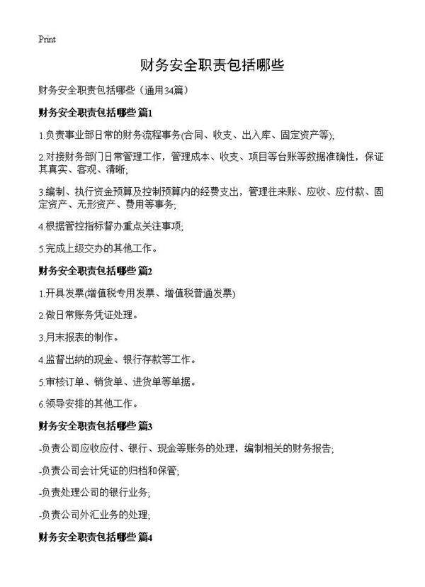 财务安全职责包括哪些34篇