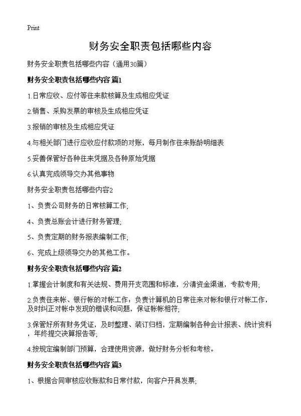 财务安全职责包括哪些内容30篇