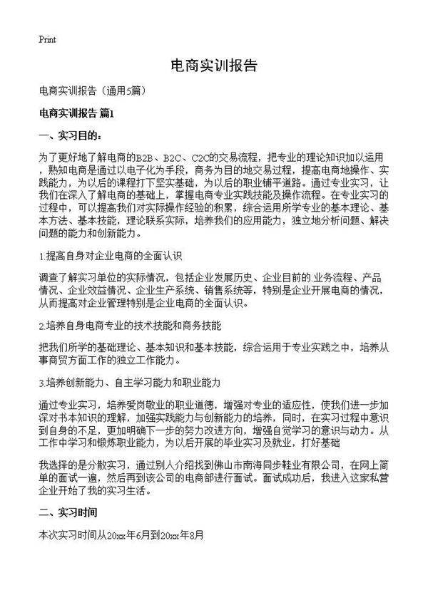 电商实训报告5篇