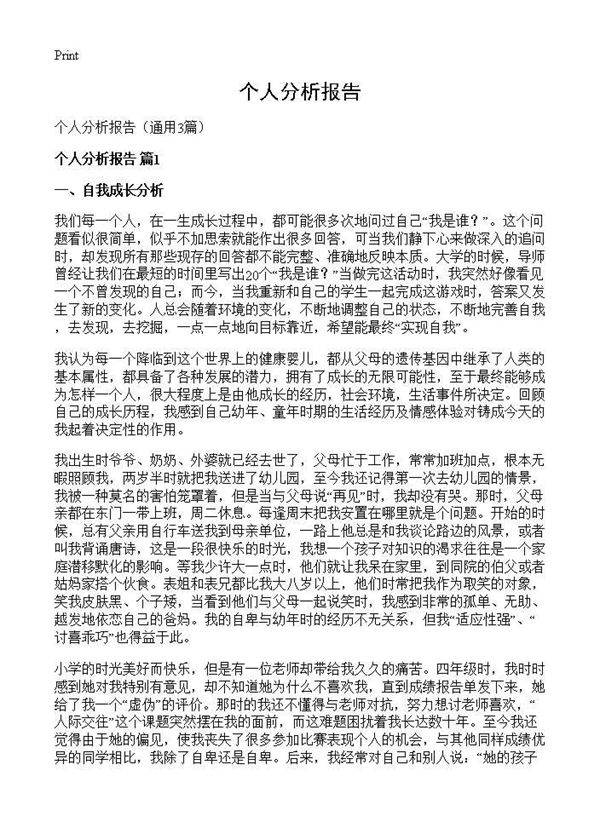 个人分析报告3篇