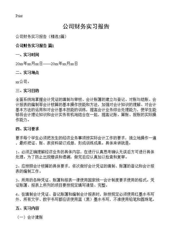 公司财务实习报告3篇