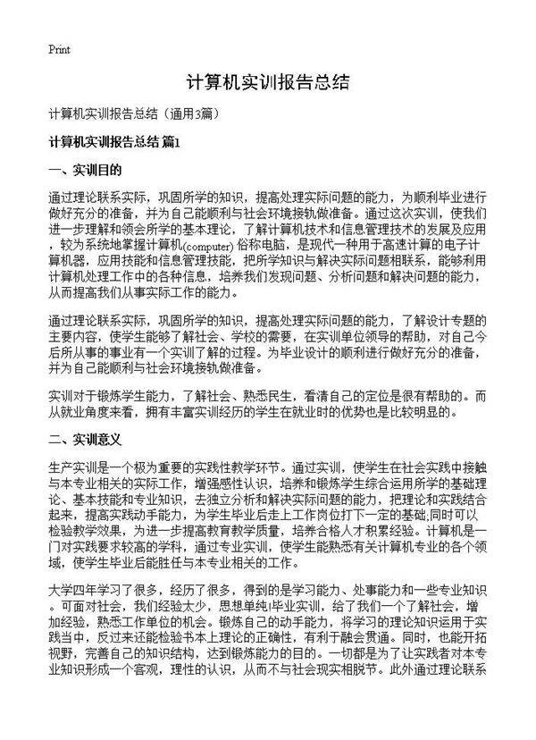 计算机实训报告总结3篇