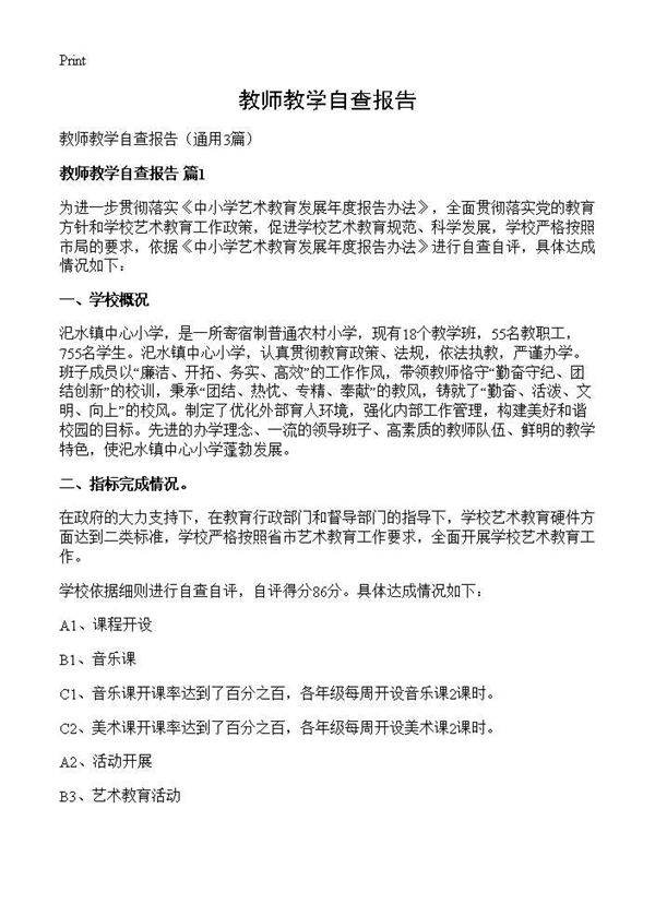 教师教学自查报告3篇