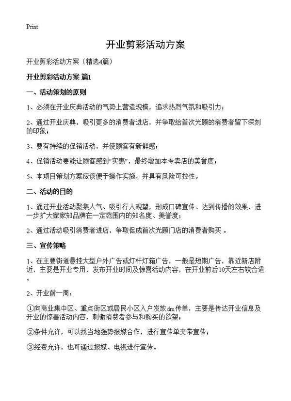 开业剪彩活动方案4篇