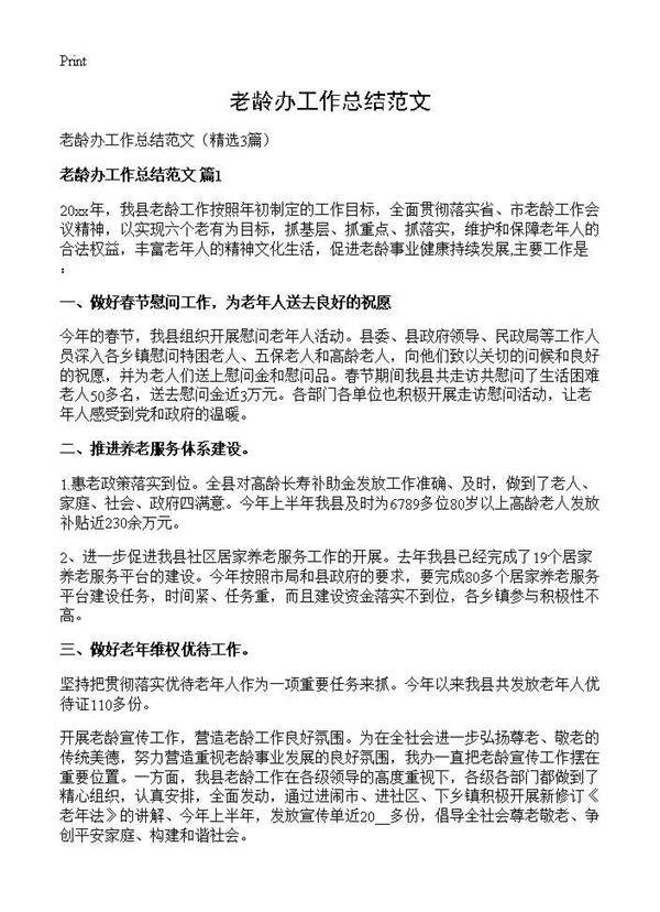 老龄办工作总结范文3篇