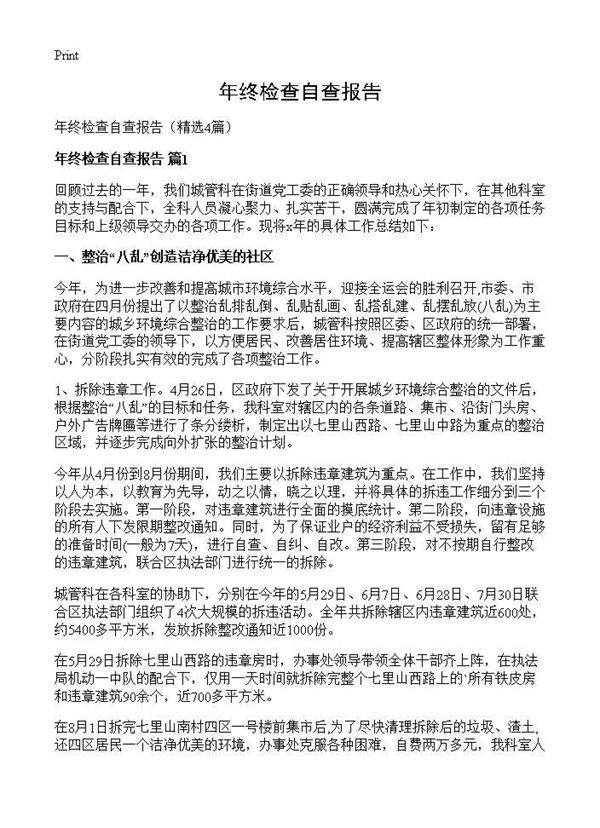 年终检查自查报告4篇