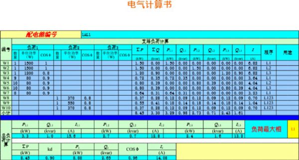 负荷计算-电气计算书