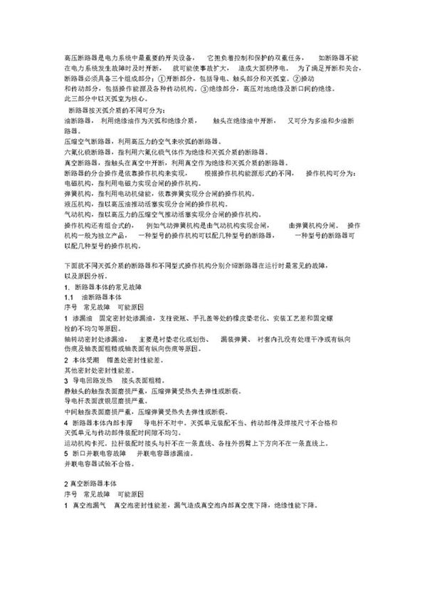 断路器常见故障及分析