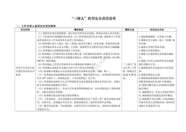 国家电网公司三种人典型安全责任清单