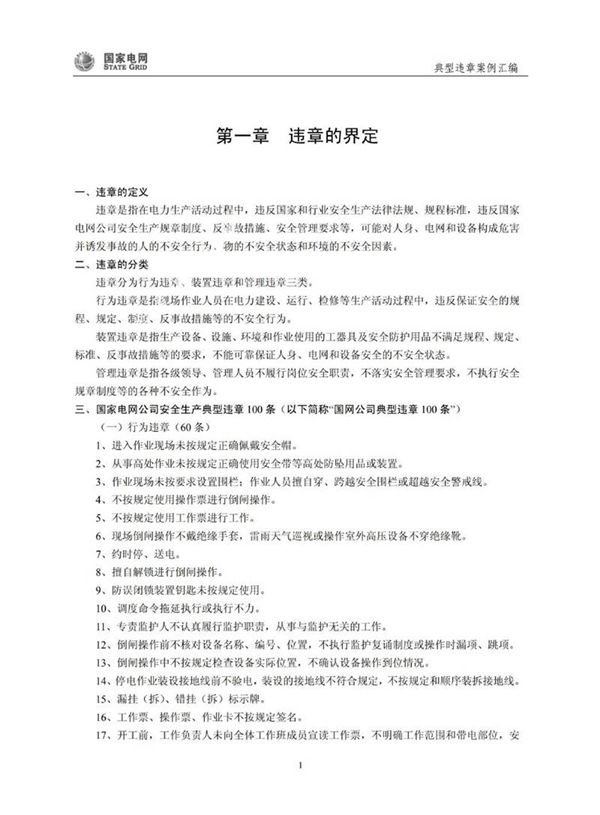 国网典型违章案例汇编