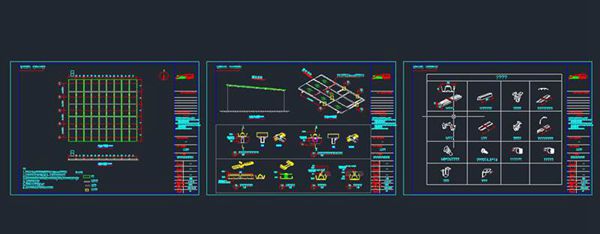 光伏车棚CAD设计图-混凝土支架平面图 竖排标准支架系统
