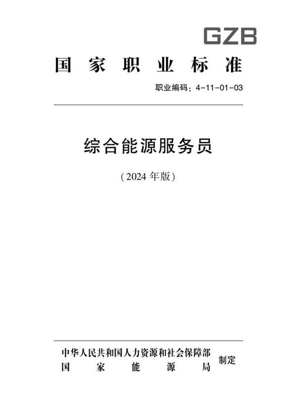 国家职业标准 GZB 4-11-01-03 综合能源服务员L 2024年版