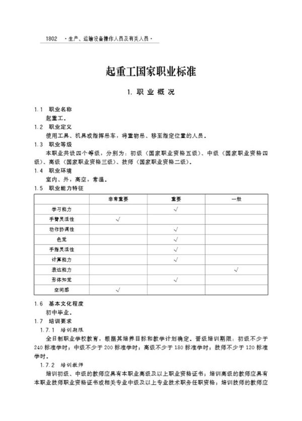 国家职业标准 GZB 6-24-05-02 起重工 (2003)