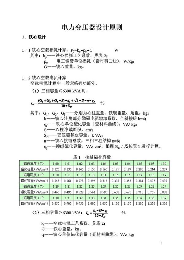 电力变压器设计原则