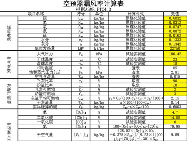 空预器漏风率计算