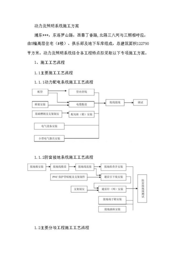 动力及照明系统施工方案